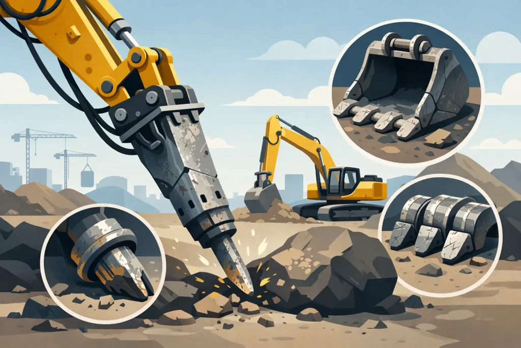 What Causes Excavator Attachment Wear on Site?